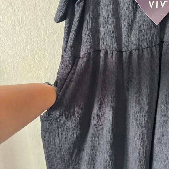 NWT Ava & Viv Plus Textured Stretch Flutter Sleeve Dress Black Size XXL - Picture 5 of 7